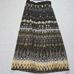 Trendy Collection Maxi Skirt Black Gold Snake Print‎ Elastic Waist Flowy Boho XL